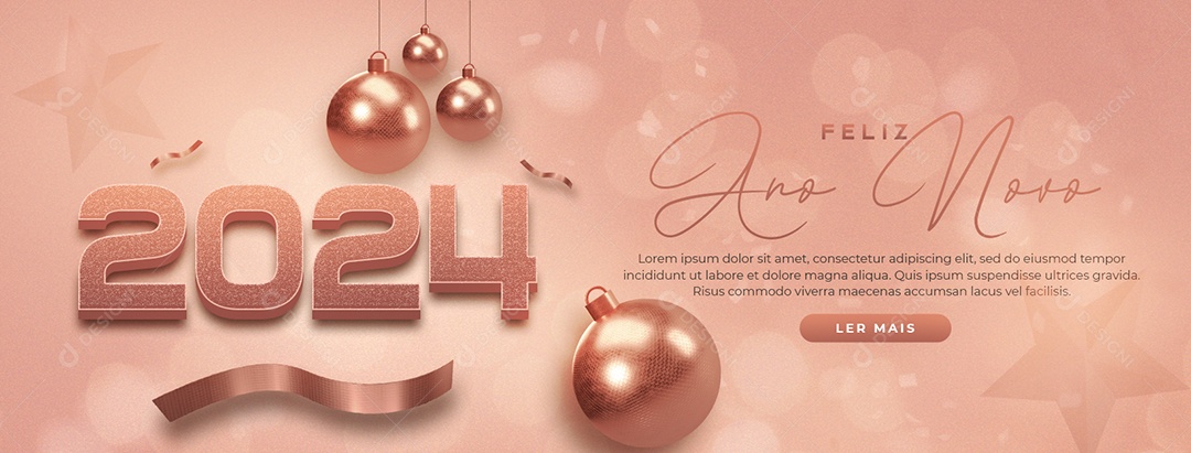 Social Media Banner Feliz Ano Novo 2024 PSD Editável