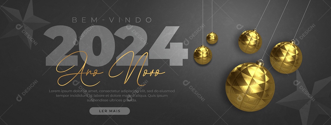 Banner Bem Vindo 2024 Feliz Ano Novo Social Media PSD Editável