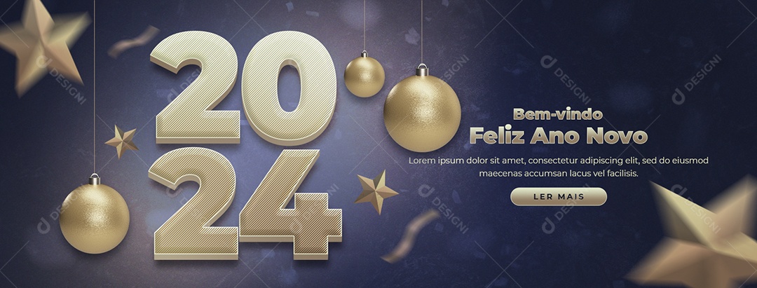 Social Media Banner 2024 Bem Vindo Feliz Ano Novo PSD Editável