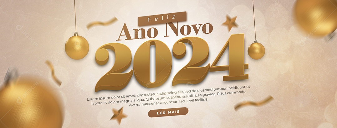 Social Media Banner Feliz Ano Novo 2024 PSD Editável