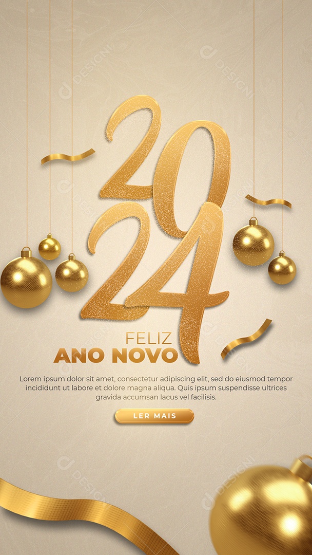 Social Media Story 2024 Feliz Ano Novo PSD Editável