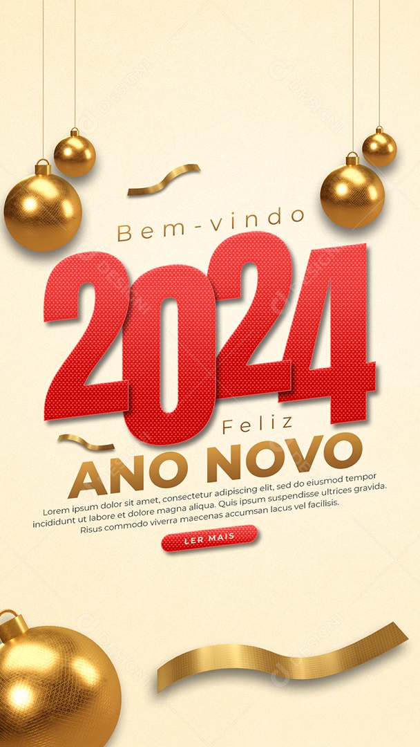 Story Bem Vindo 2024 Feliz Ano Novo Social Media PSD Editável