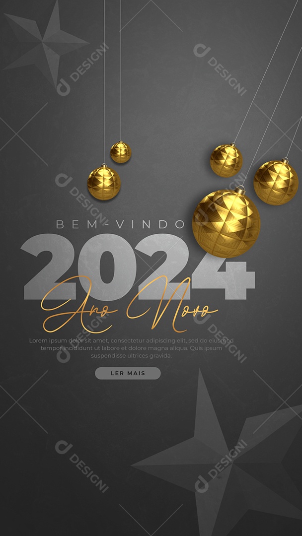 Story Bem Vindo 2024 Feliz Ano Novo Social Media PSD Editável
