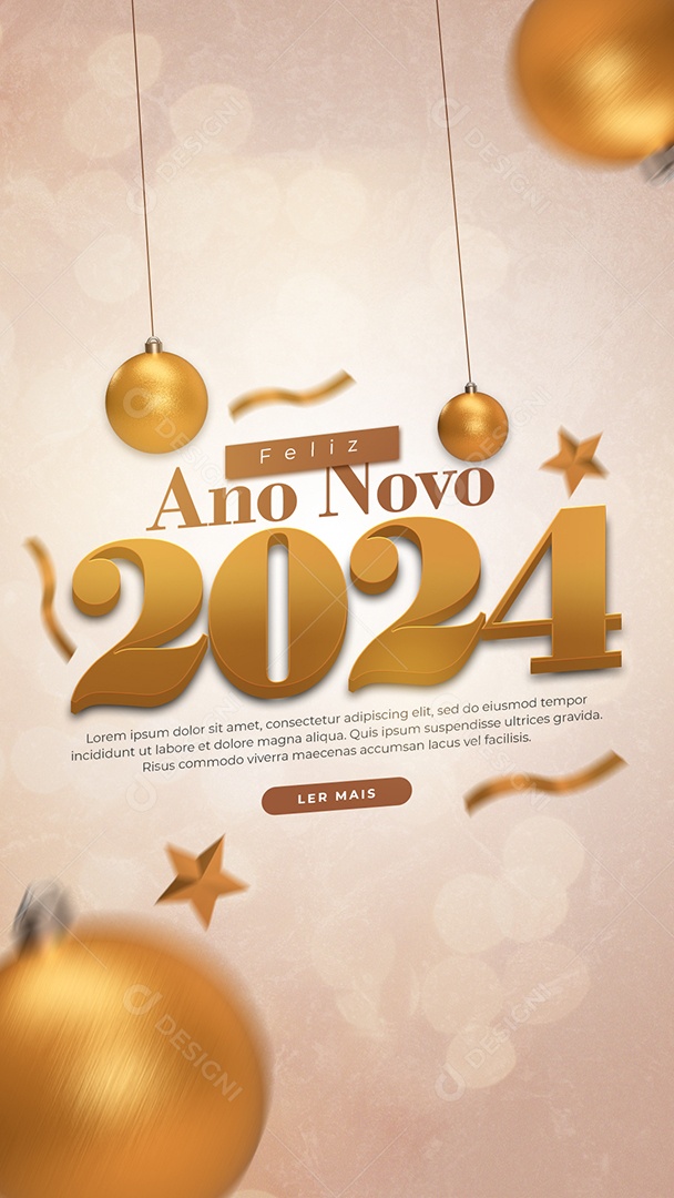 Social Media Story Feliz Ano Novo 2024 PSD Editável