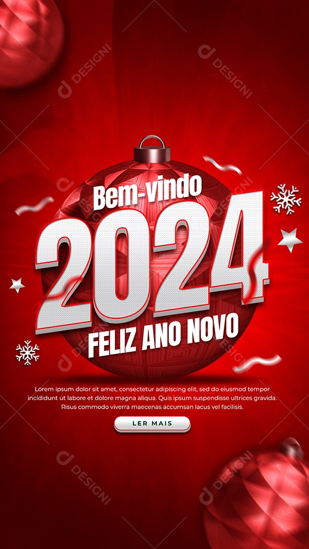 Story Bem Vindo 2024 Feliz Ano Novo Social Media PSD Editável