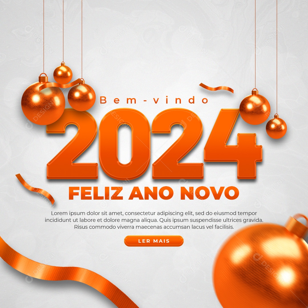 Feed Bem Vindo 2024 Feliz Ano Novo Social Media PSD Editável
