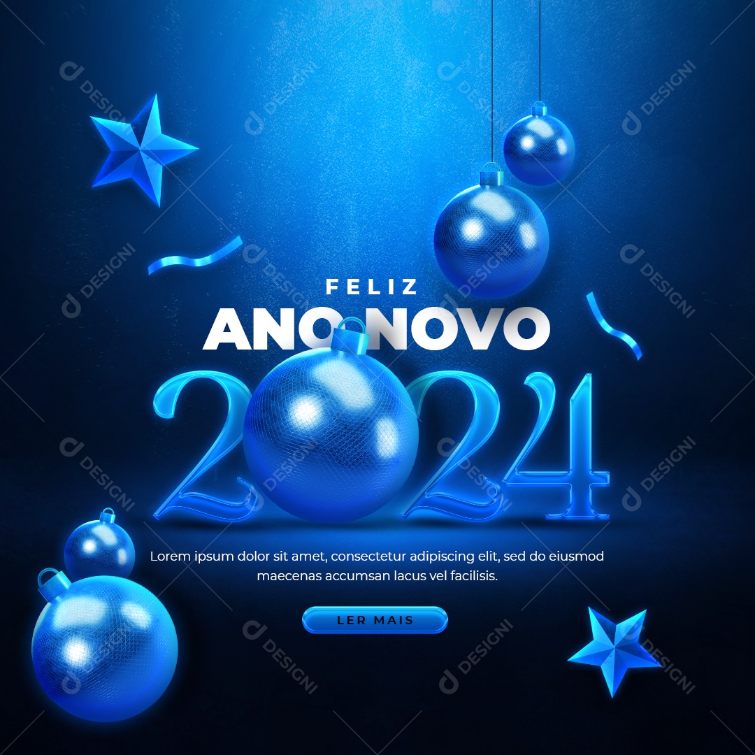 Social Media Feed Feliz Ano Novo 2024 PSD Editável