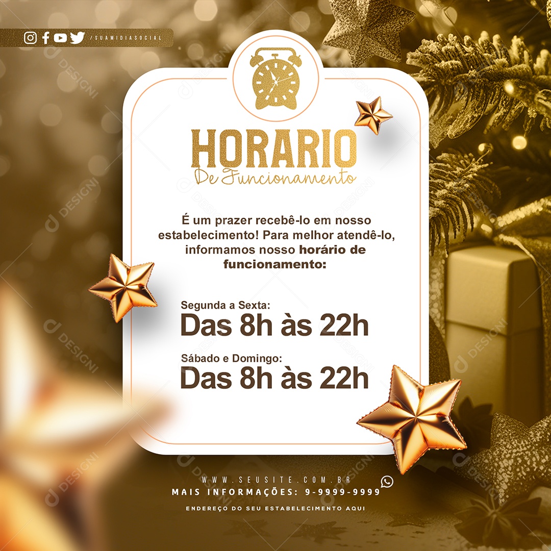Social Media Feed Horário De Funcionamento Natal PSD Editável
