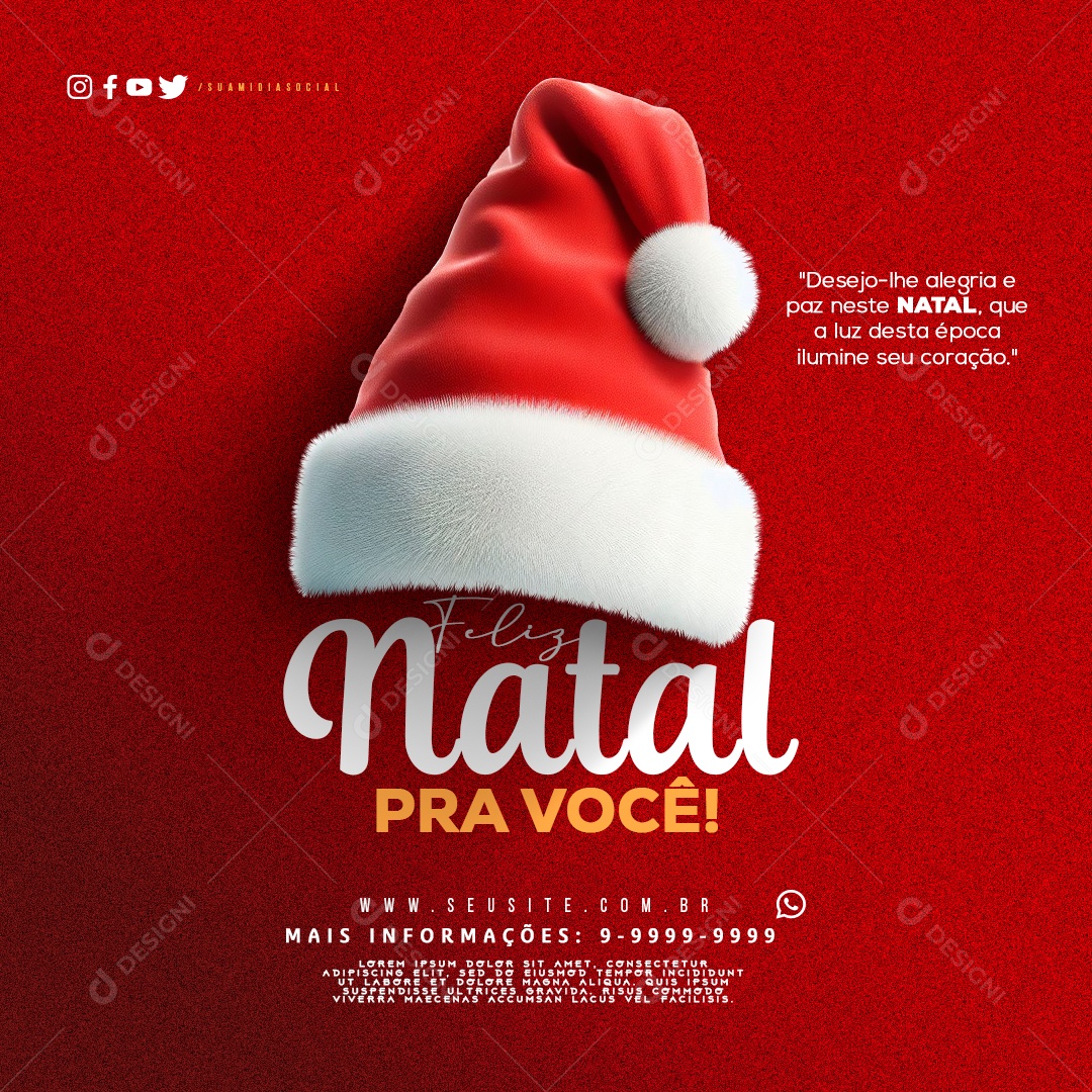 Social Media Feed Feliz Natal Pra Você Ilumine Seu Coração PSD Editável