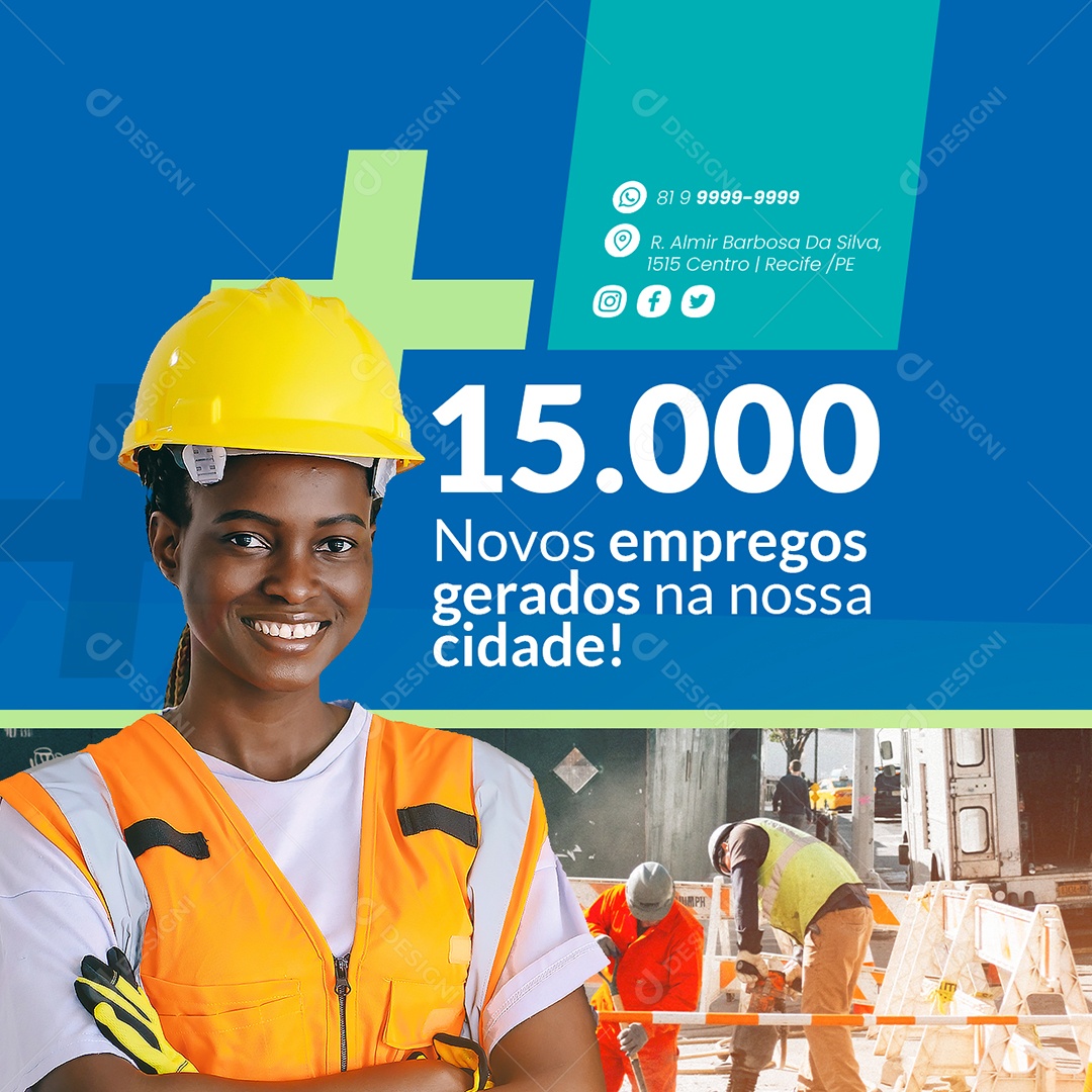 Prefeitura Novos Empregos Gerados na Nossa Cidade Social Media PSD Editável