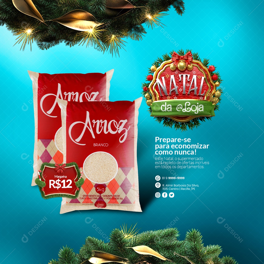 Natal Supermercado Arroz Prepare se para Economizar Como Nunca Social Media PSD Editável
