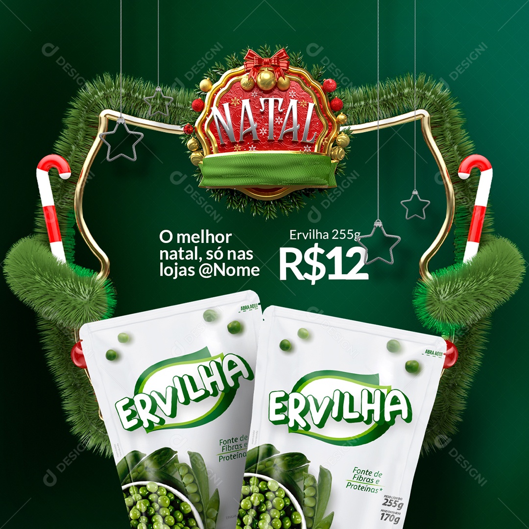 Natal Supermercado O Melhor Natal Ervilha 255g Social Media PSD Editável