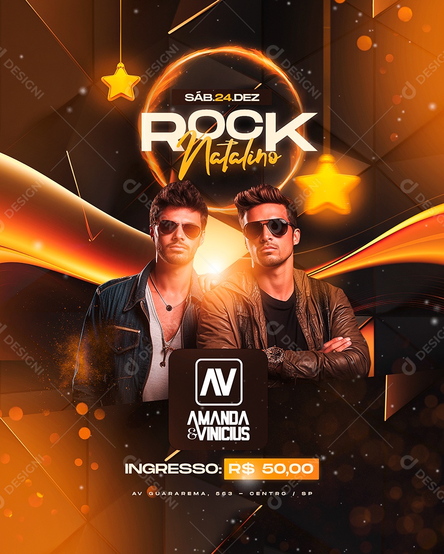 Flyer Rock Natalino Amanda & Vinicius Social Media PSD Editável
