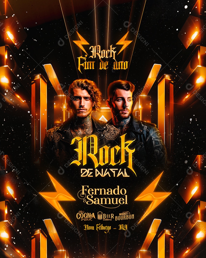 Flyer Rock De Natal Fernado & Samuel Social Media PSD Editável