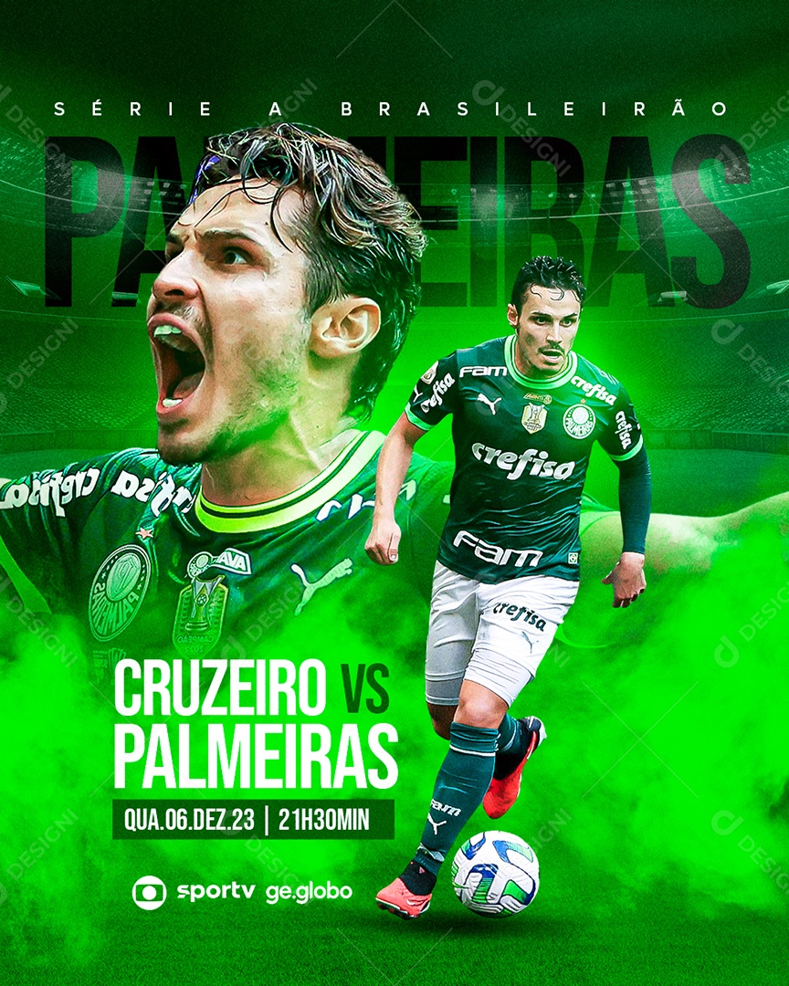 Flyer Série A Brasileirão Palmeiras Vs Cruzeiro Social Media PSD Editável