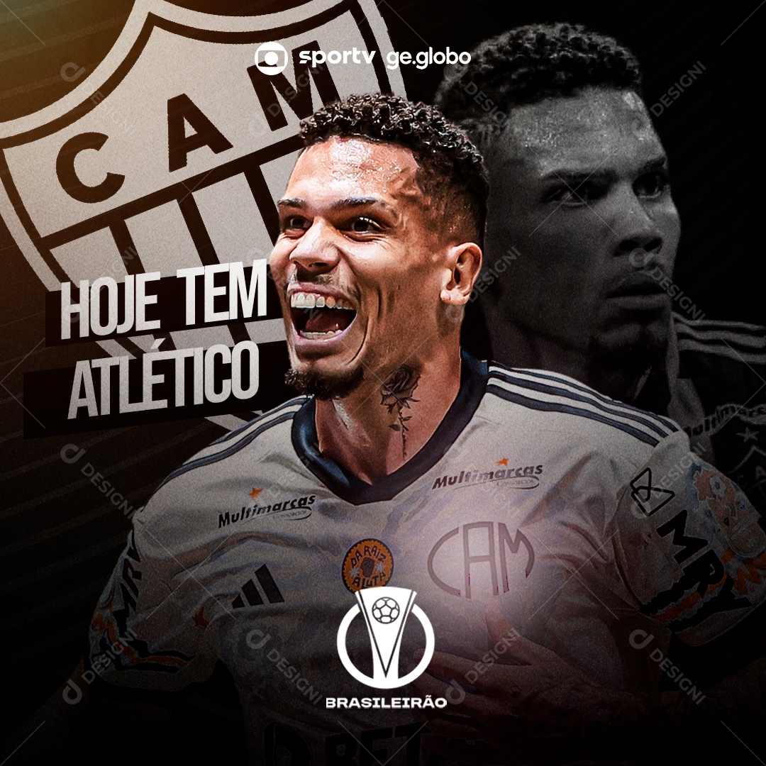 Flyer Hoje tem Atlético Brasileirão Social Media PSD Editável
