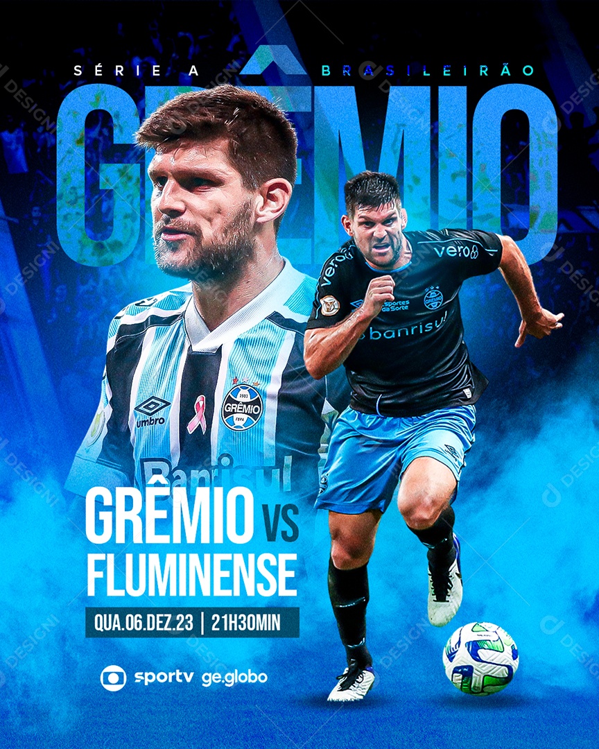 Social Media Flyer Série A Brasileirão Grêmio Vs Fluminense PSD Editável