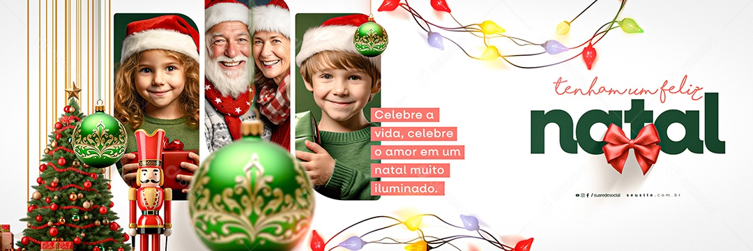 Carrossel Feliz Natal Celebre a Vida Celebre o Amor em um Natal Muito Iluminado Social Media PSD Editável