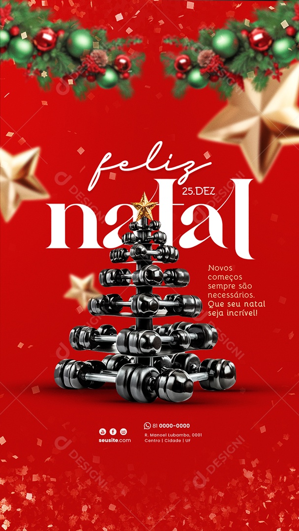 Social Media Story Academia Feliz Natal Seja Incrível PSD Editável