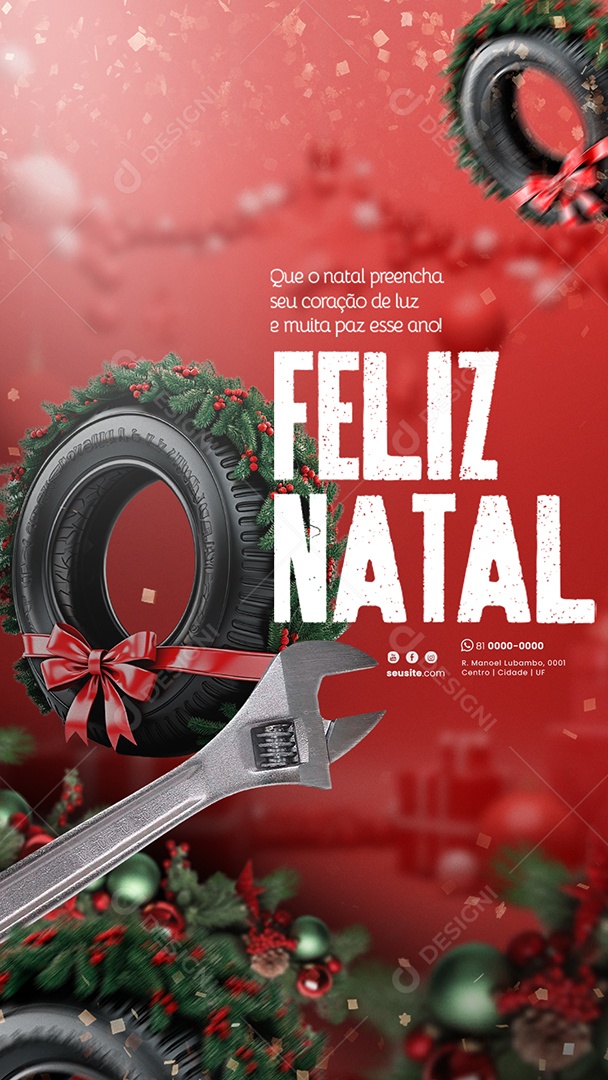 Social Media Story Feliz Natal Borracharia Muita Paz Esse Ano PSD Editável