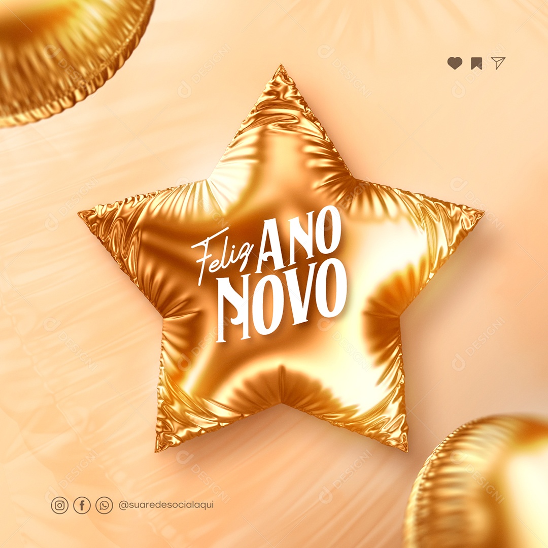 Feliz Ano Novo Social Media PSD Editável