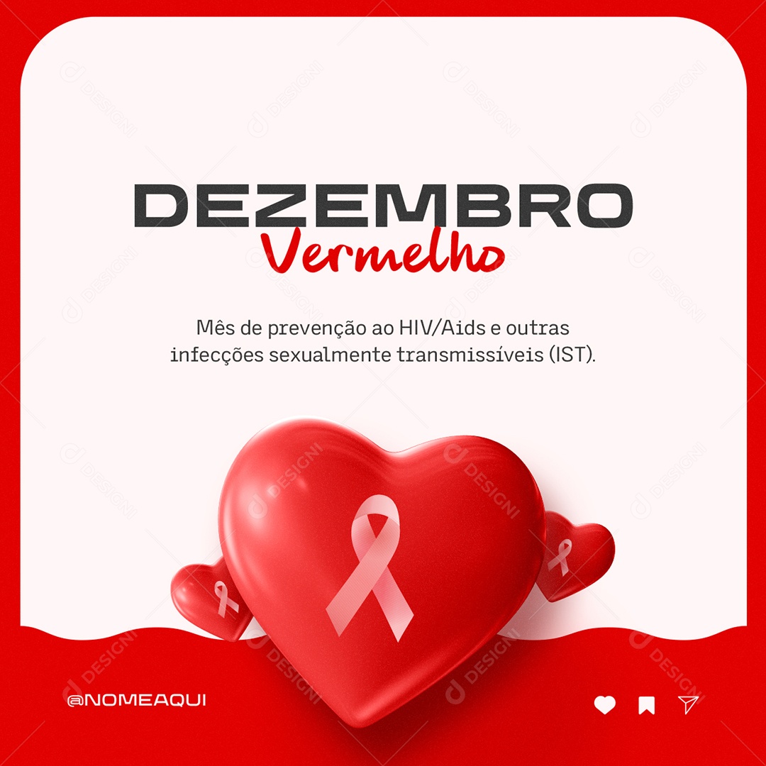 Dezembro Vermelho Mês de Luta Contra a AIDS Social Media PSD Editável