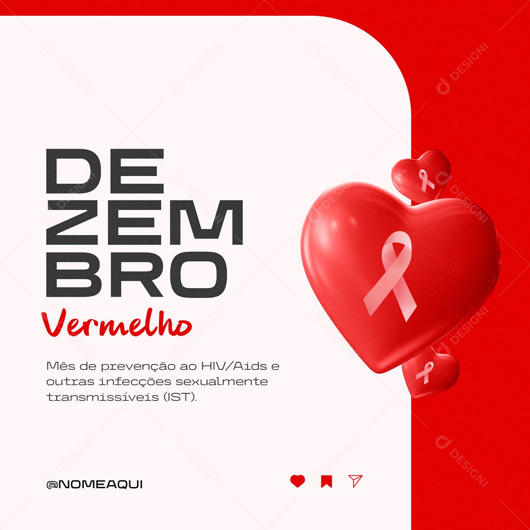 Social Media Dezembro Vermelho Mês de Luta Contra o Vírus HIV a AIDS PSD Editável