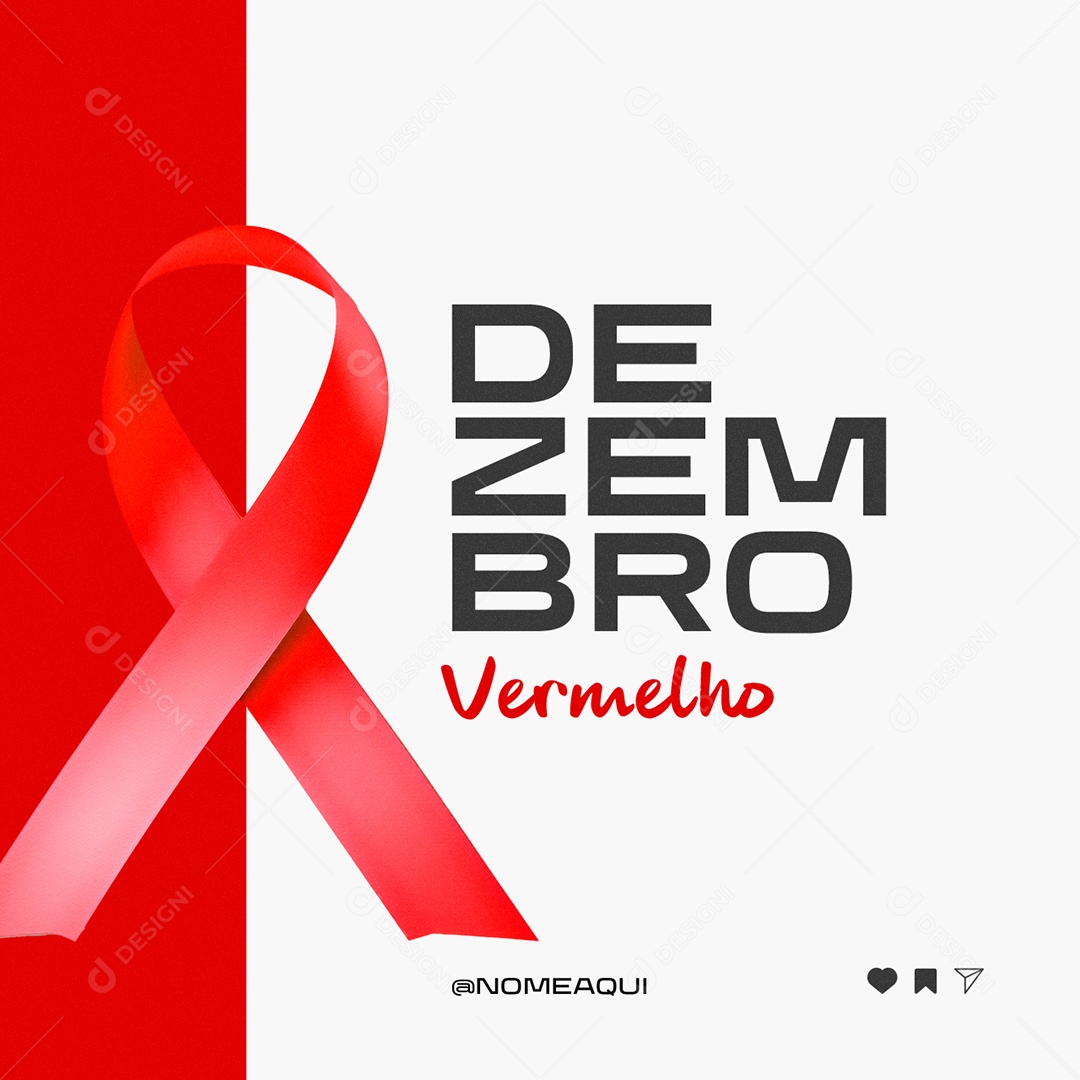 Dezembro Vermelho Mês de Luta Contra o Vírus HIV a AIDS Social Media PSD Editável