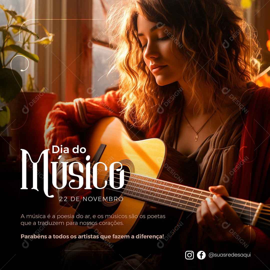 Dia do Músico 22 de Novembro Social Media PSD Editável