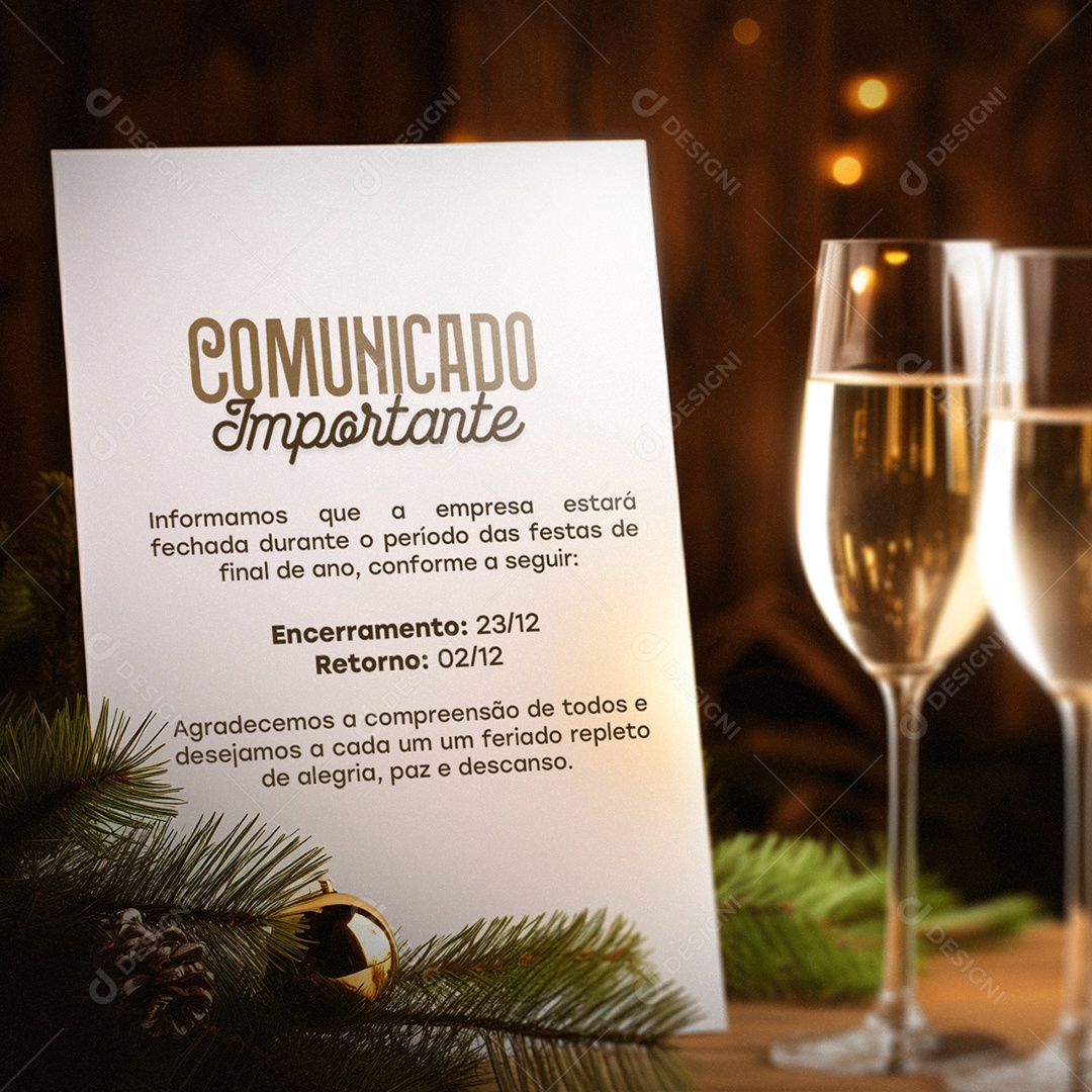 Comunicado Importante Informamos que a Empresa Estará Fechada Social Media PSD Editável
