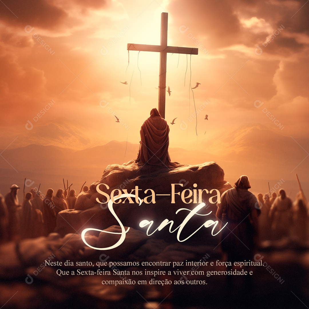 Sexta Feira Santa Neste Dia Santo que Possamos Encontrar Paz Interior Social Media PSD Editável