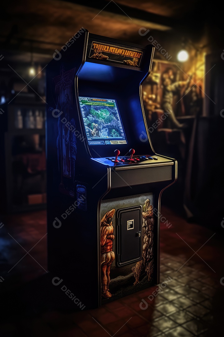 Sala de jogos com máquinas de fliperama para diversão e nostalgia