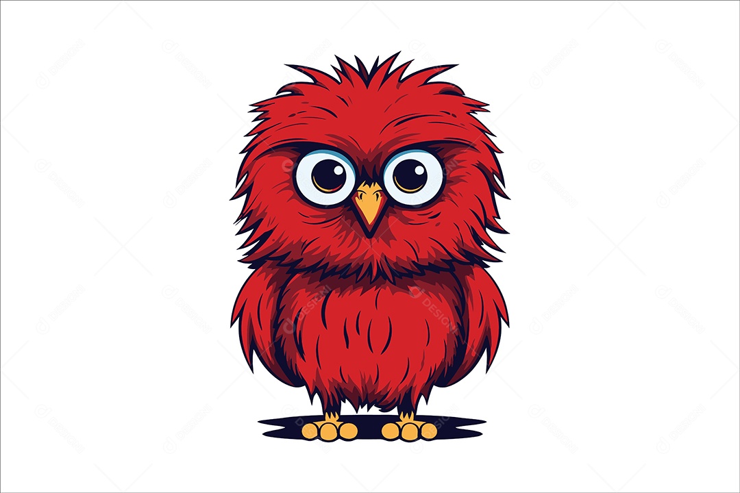 Coruja Vermelha Mascote Ilustração EPS + AI Editável