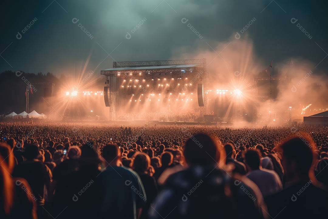 Público em concerto ao ar livre na arena do estádio