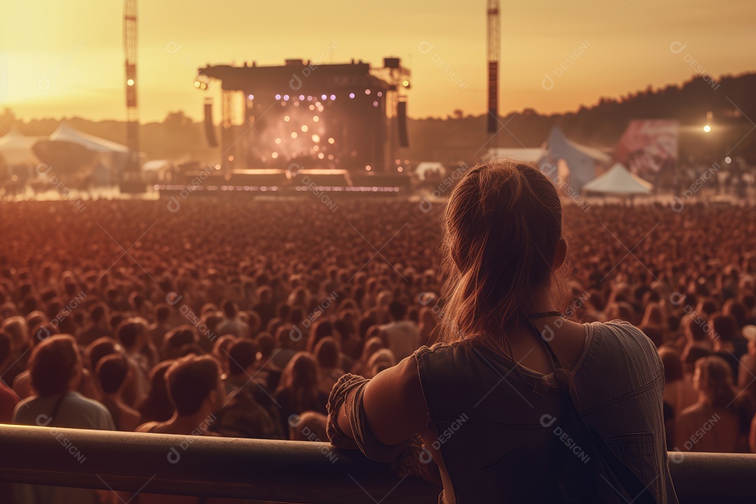 Público em concerto ao ar livre na arena do estádio