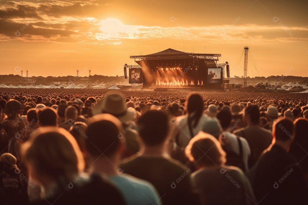 Público em concerto ao ar livre na arena do estádio