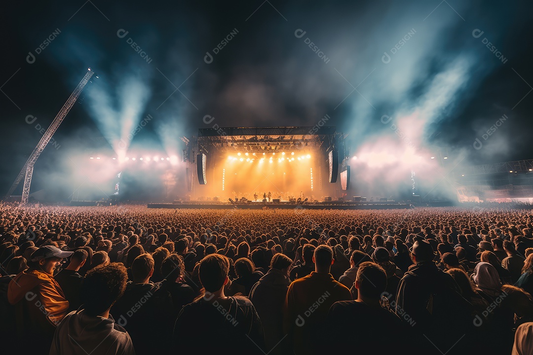Público em concerto ao ar livre na arena do estádio