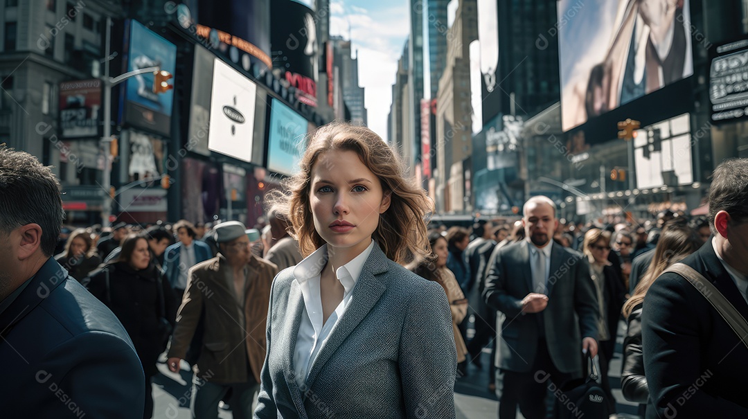 Multidão de pessoas andando em ruas movimentadas, movendo-se rapidamente pelo centro da cidade