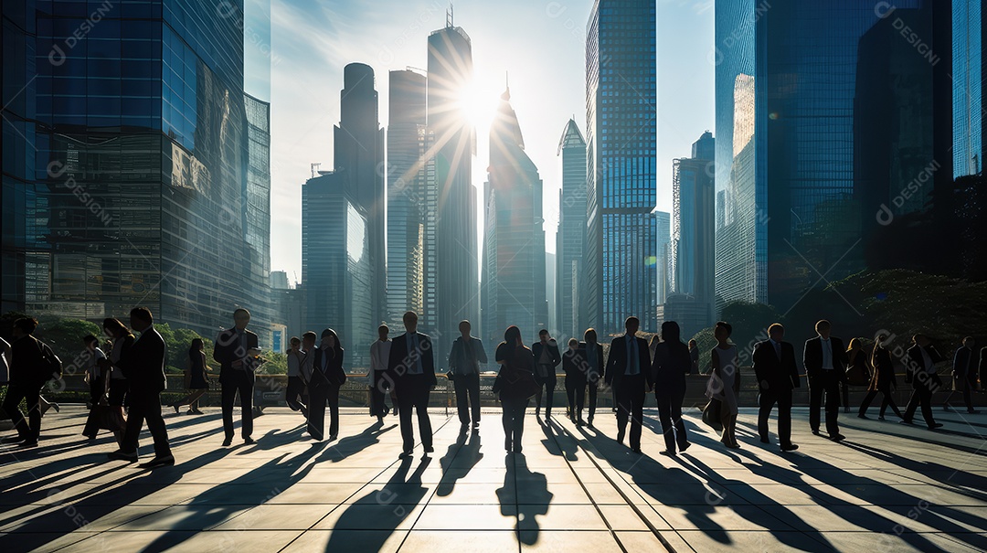 Homem executivo, jovem empresário e empresário andando na movimentada rua do centro da cidade