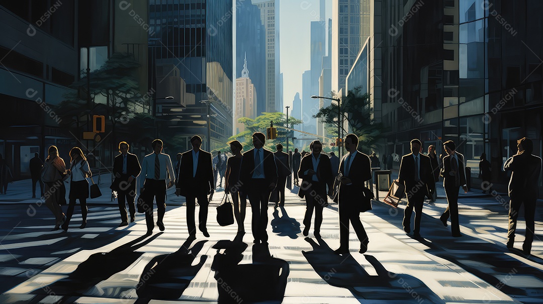 Homem executivo, jovem empresário e empresário andando na movimentada rua do centro da cidade