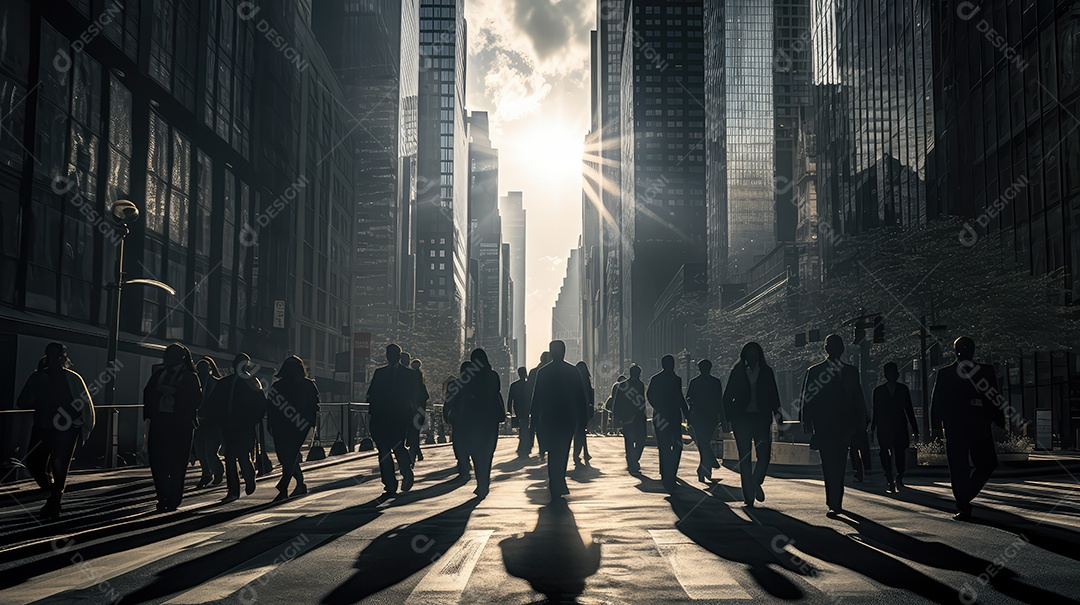 Homem executivo, jovem empresário e empresário andando na movimentada rua do centro da cidade