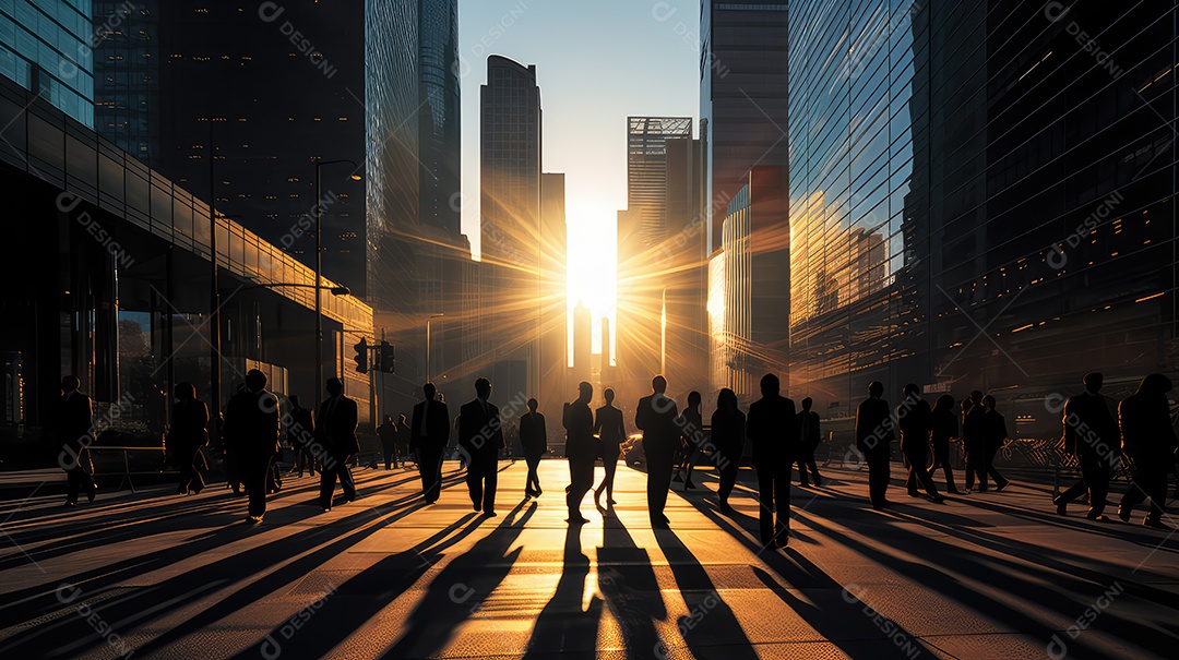 Homem executivo, jovem empresário e empresário andando na movimentada rua do centro da cidade