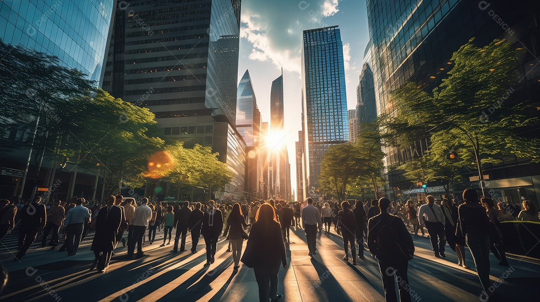 Homem executivo, jovem empresário e empresário andando na movimentada rua do centro da cidade