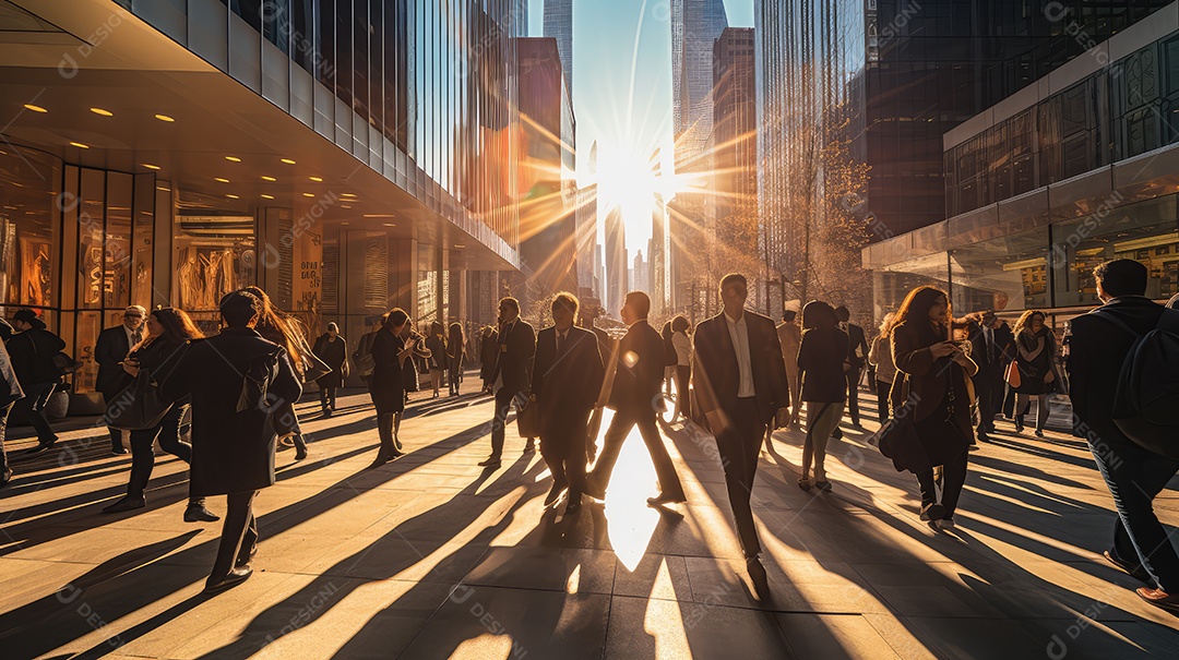Homem executivo, jovem empresário e empresário andando na movimentada rua do centro da cidade