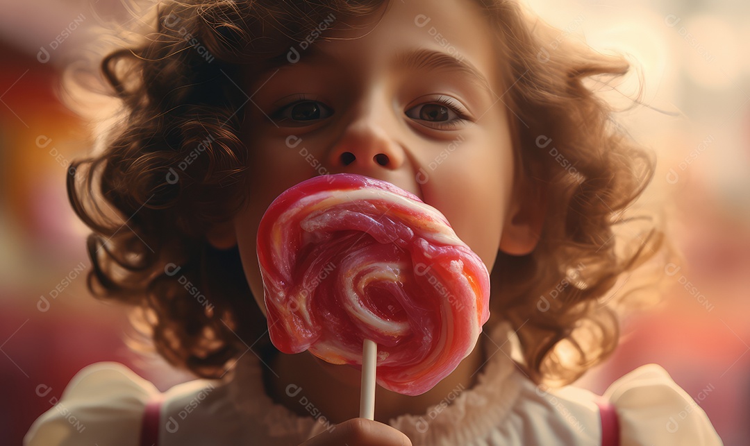 Crianças felizes entre doces, balas, biscoitos, chocolates, pirulitos, com energia e sorriso