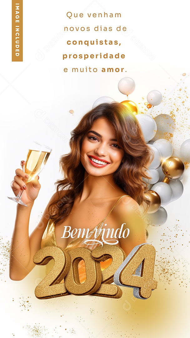 Social Media Story Bem Vindo 2024 Conquistas Prosperidade PSD Editável
