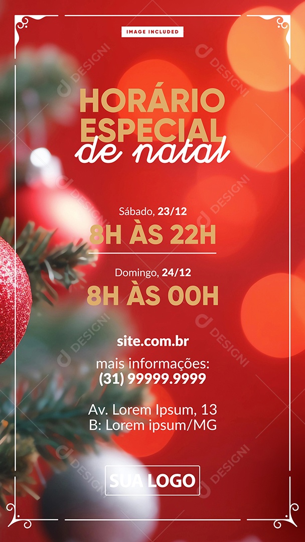 Social Media Story Horário Especial De Natal PSD Editável