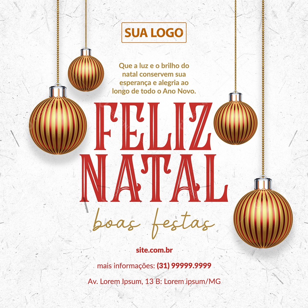 Social Media Feliz Natal Boas Festas Esperança e Alegria PSD Editável