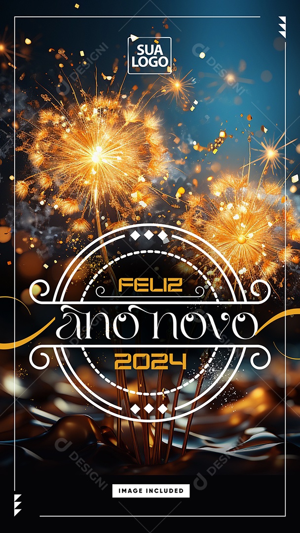 Social Media Story Feliz Ano Novo 2024 PSD Editável