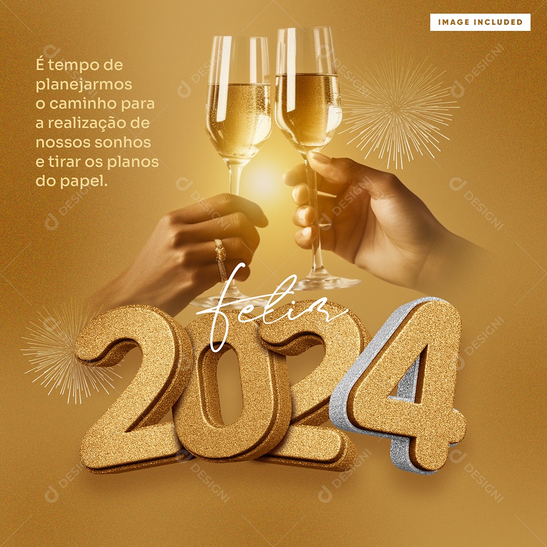 Social Media Feliz 2024 Tempo De Planejarmos PSD Editável